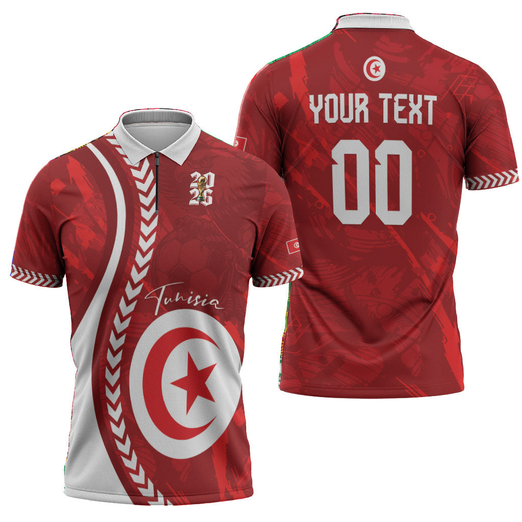 Custom Tunisia 2026 World Football Zipper Polo Shirt Eagles of Carthage Go Champions