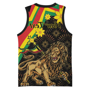 Enkutatash Ethiopia New Year Basketball Jersey Lion of Judah Adey Abeba Flower - African Pride