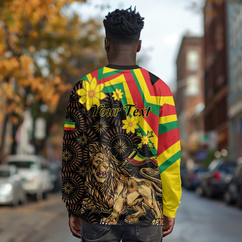Enkutatash Ethiopia New Year Long Sleeve Shirt Lion of Judah Adey Abeba Flower LT01