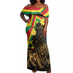 Enkutatash Ethiopia New Year Off Shoulder Maxi Dress Lion of Judah Adey Abeba Flower