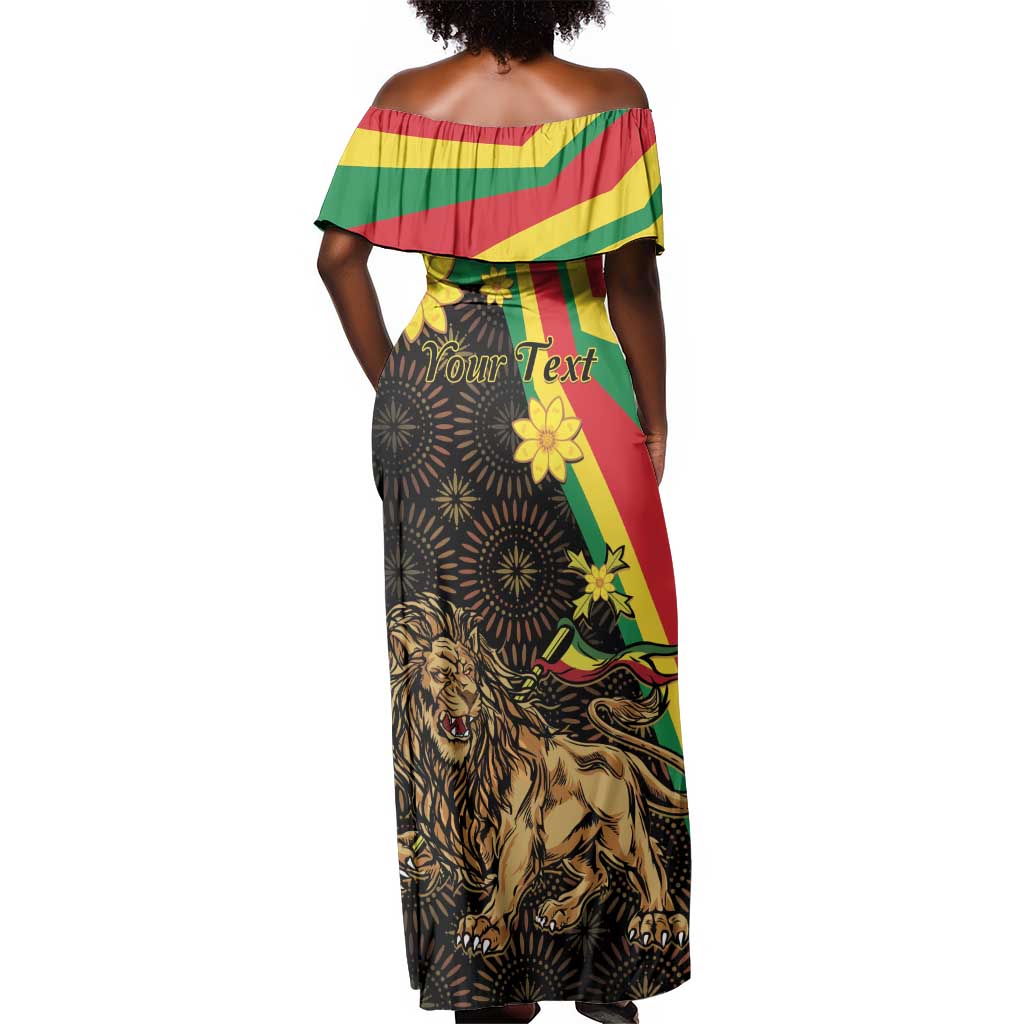 Enkutatash Ethiopia New Year Off Shoulder Maxi Dress Lion of Judah Adey Abeba Flower