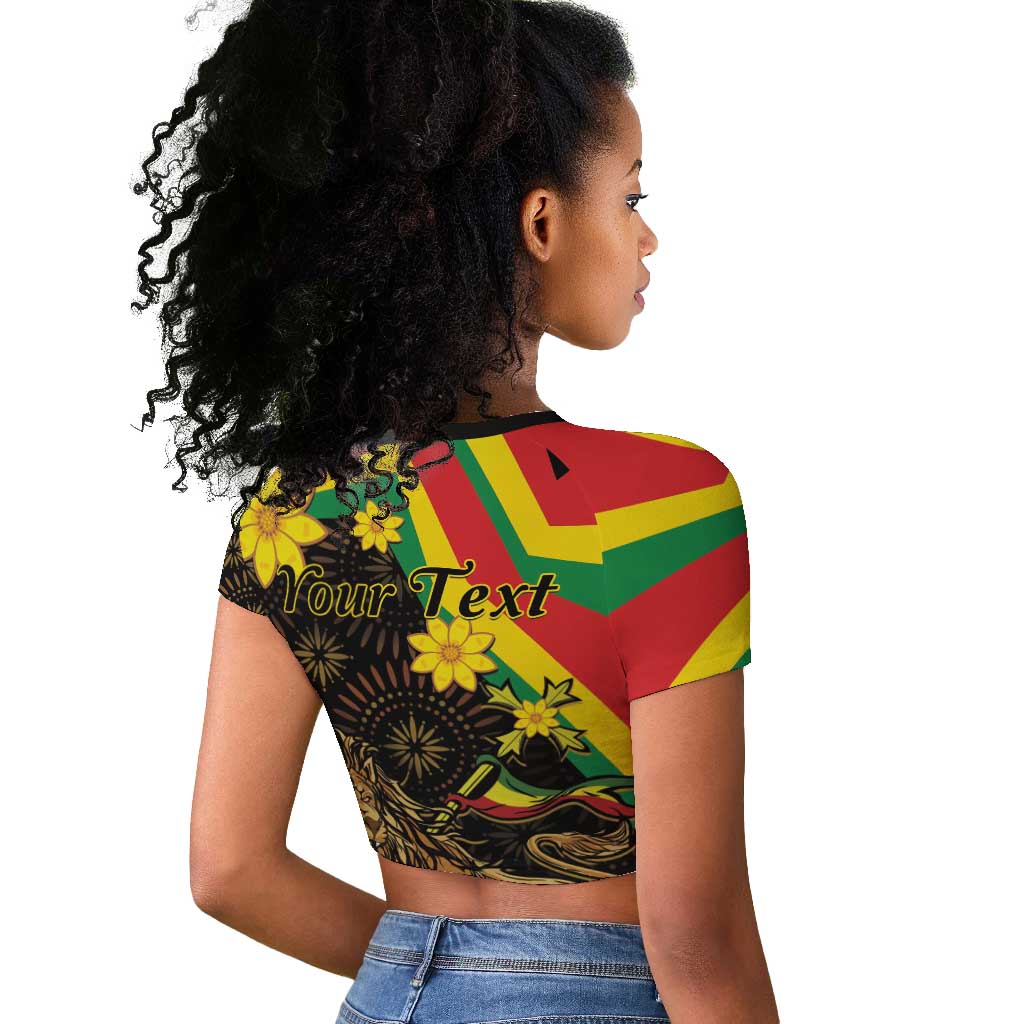 Enkutatash Ethiopia New Year Raglan Cropped T shirt Lion of Judah Adey Abeba Flower
