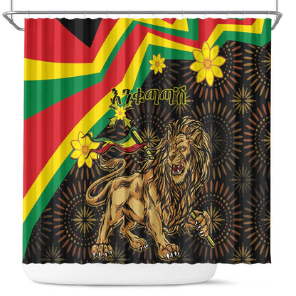 Enkutatash Ethiopia New Year Shower Curtain Lion of Judah Adey Abeba Flower