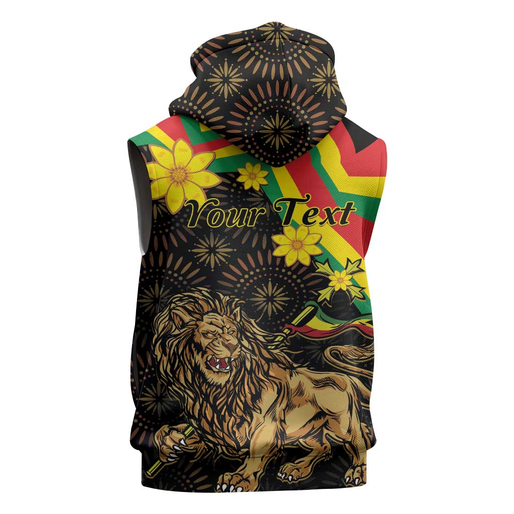 Enkutatash Ethiopia New Year Sleeveless Zip Hoodie Lion of Judah Adey Abeba Flower - African Pride