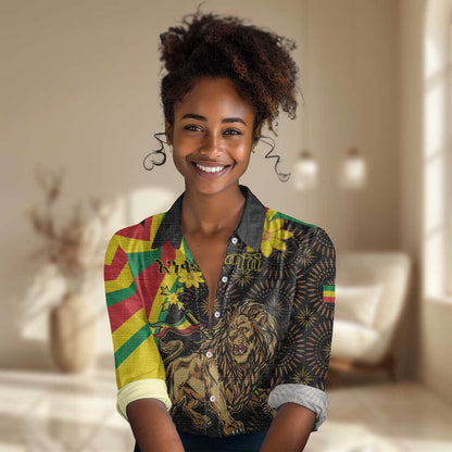 Enkutatash Ethiopia New Year Women Casual Shirt Lion of Judah Adey Abeba Flower LT01