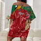 Morocco Independence Day Off Shoulder Short Dress with Barbary Lion and Moussier's Redstart LT01