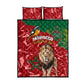 Morocco Independence Day Quilt Bed Set with Barbary Lion and Moussier's Redstart