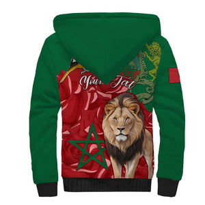 Morocco Independence Day Sherpa Hoodie with Barbary Lion and Moussier's Redstart