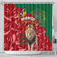 Morocco Independence Day Shower Curtain with Barbary Lion and Moussier's Redstart
