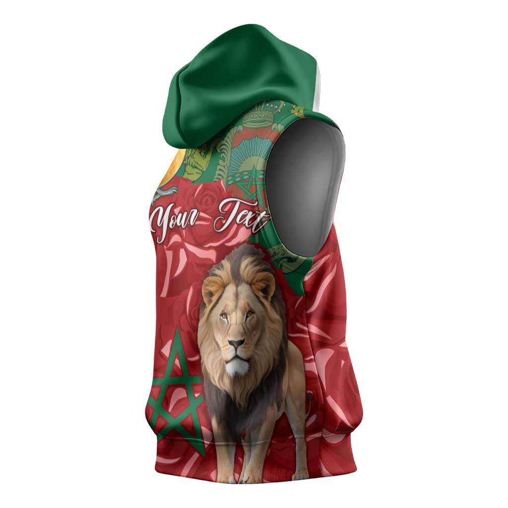 Morocco Independence Day Sleeveless Hoodie with Barbary Lion and Moussier's Redstart - African Pride