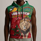 Morocco Independence Day Sleeveless Zip Hoodie with Barbary Lion and Moussier's Redstart - African Pride