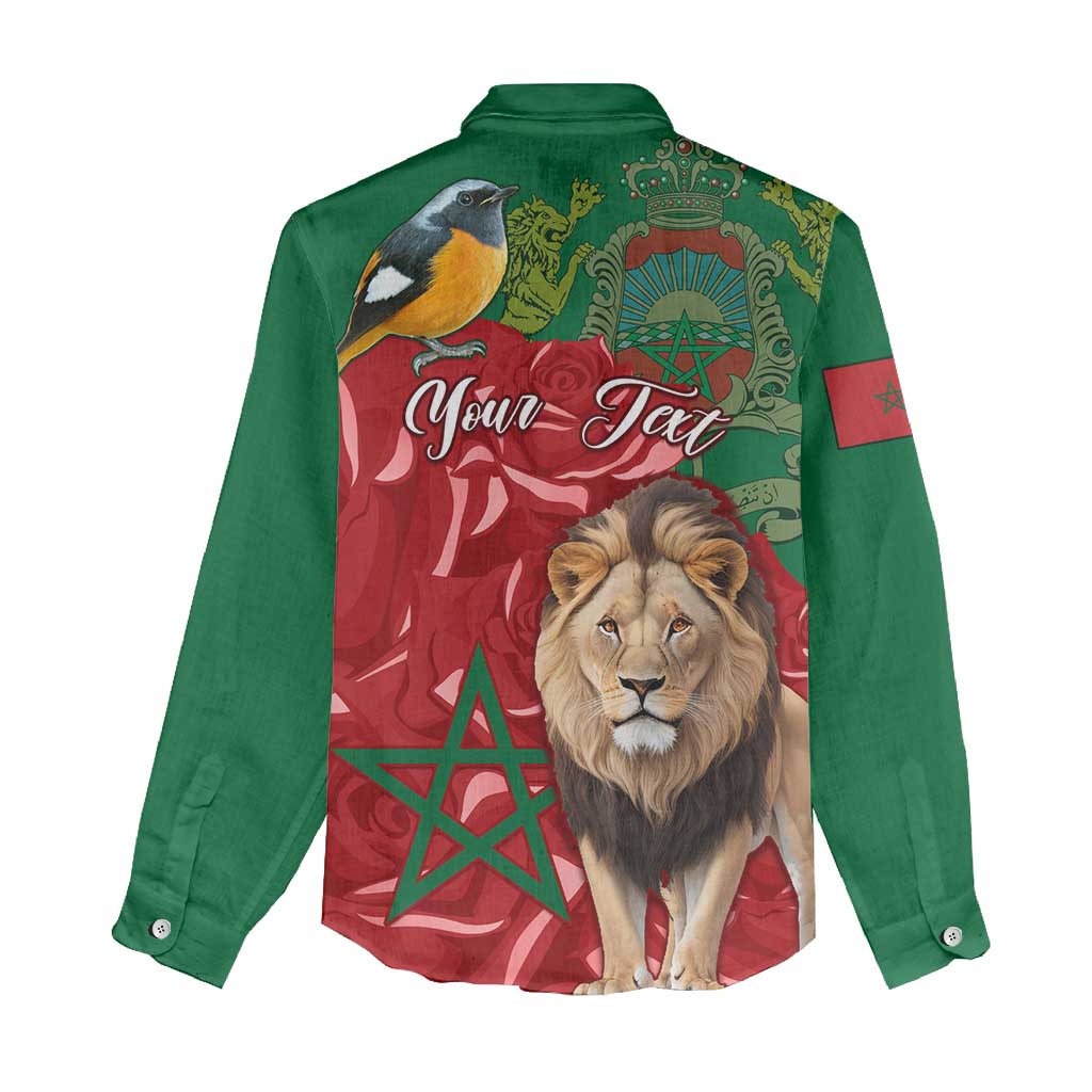 Morocco Independence Day Women Casual Shirt with Barbary Lion and Moussier's Redstart LT01