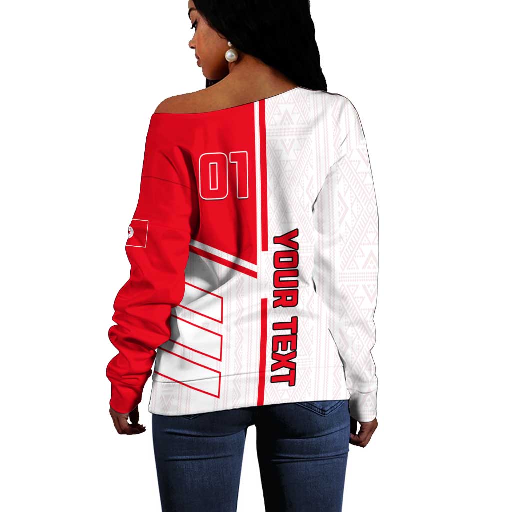 Tunisia Football Off Shoulder Sweater - Victory for the Eagles of Carthage