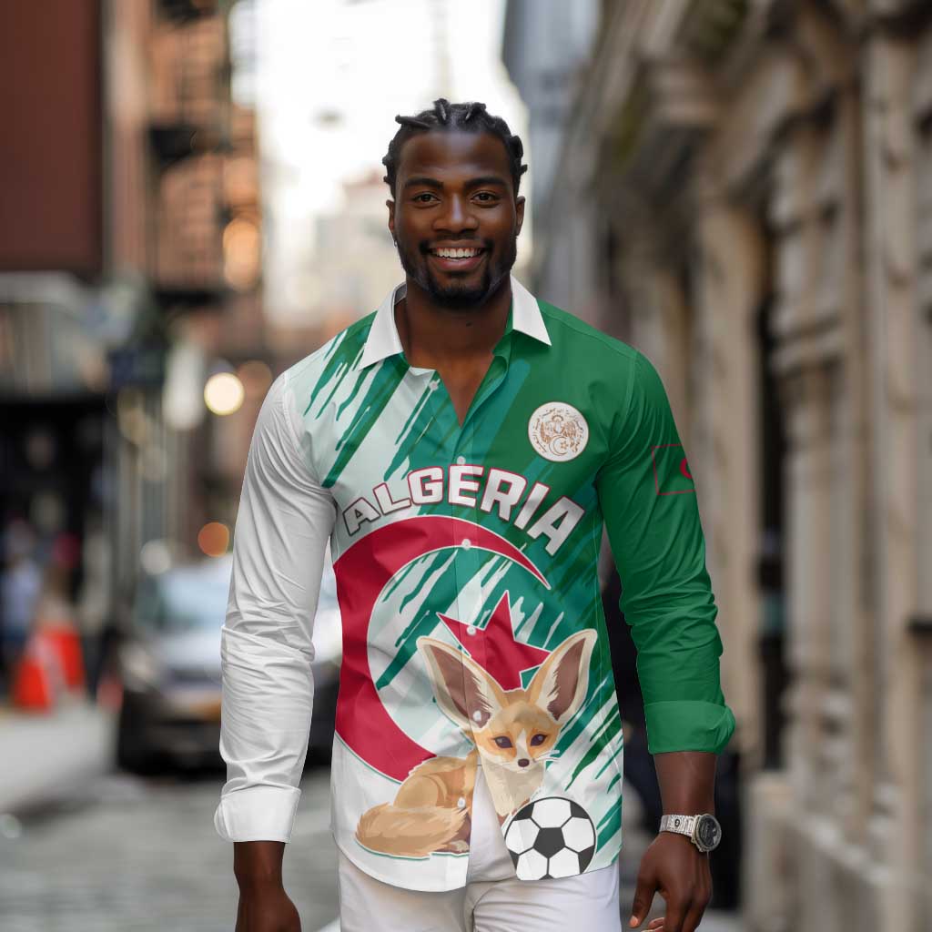 Support Les Fennecs - Algeria Football Long Sleeve Button Shirt