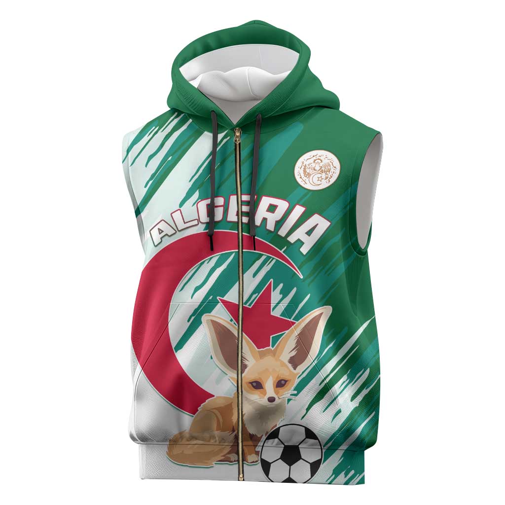 Support Les Fennecs - Algeria Football Sleeveless Zip Hoodie - African Pride