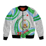 Custom Djibouti Independence Day Bomber Jacket - June 27, Jabuuti Emblem with Islamic Pattern