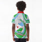 Custom Djibouti Independence Day Kid Polo Shirt - June 27, Jabuuti Emblem with Islamic Pattern