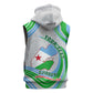 Custom Djibouti Independence Day Sleeveless Zip Hoodie - June 27, Jabuuti Emblem with Islamic Pattern - African Pride