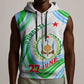 Custom Djibouti Independence Day Sleeveless Zip Hoodie - June 27, Jabuuti Emblem with Islamic Pattern - African Pride