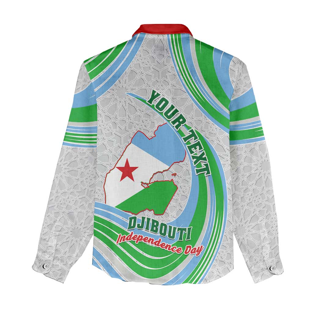 Custom Djibouti Independence Day Women Casual Shirt - June 27, Jabuuti Emblem with Islamic Pattern LT01
