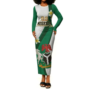 Personalised Nigeria Independence Day Long Sleeve Bodycon Dress Proud Nigerian