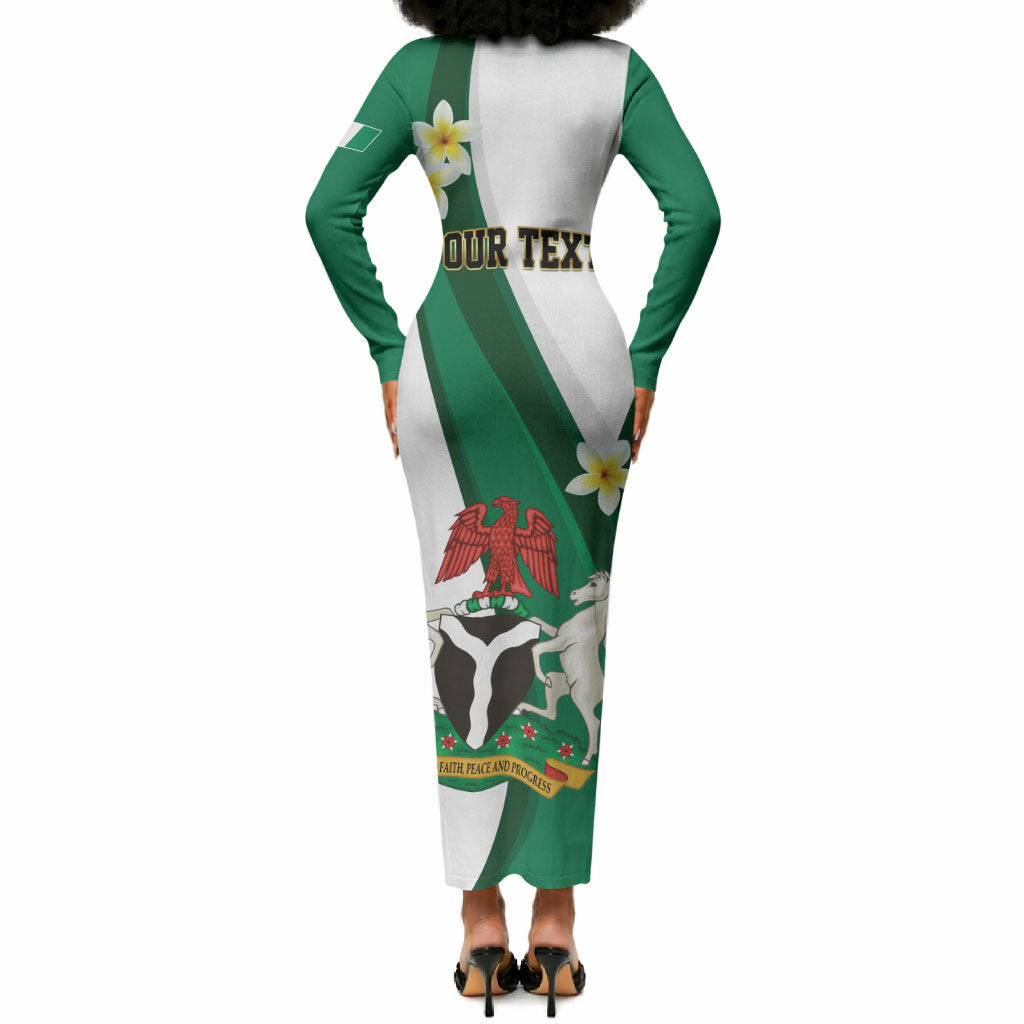Personalised Nigeria Independence Day Long Sleeve Bodycon Dress Proud Nigerian