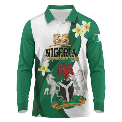 Personalised Nigeria Independence Day Long Sleeve Polo Shirt Proud Nigerian