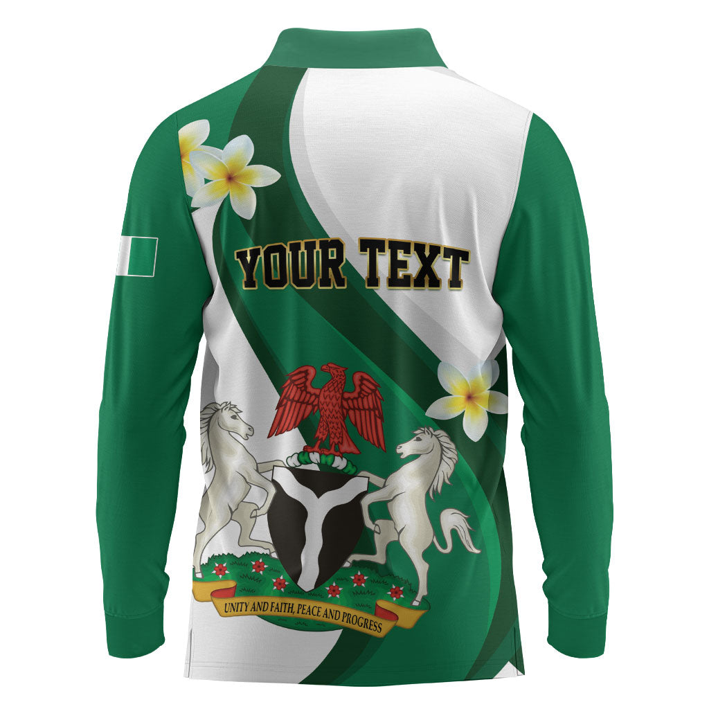 Personalised Nigeria Independence Day Long Sleeve Polo Shirt Proud Nigerian