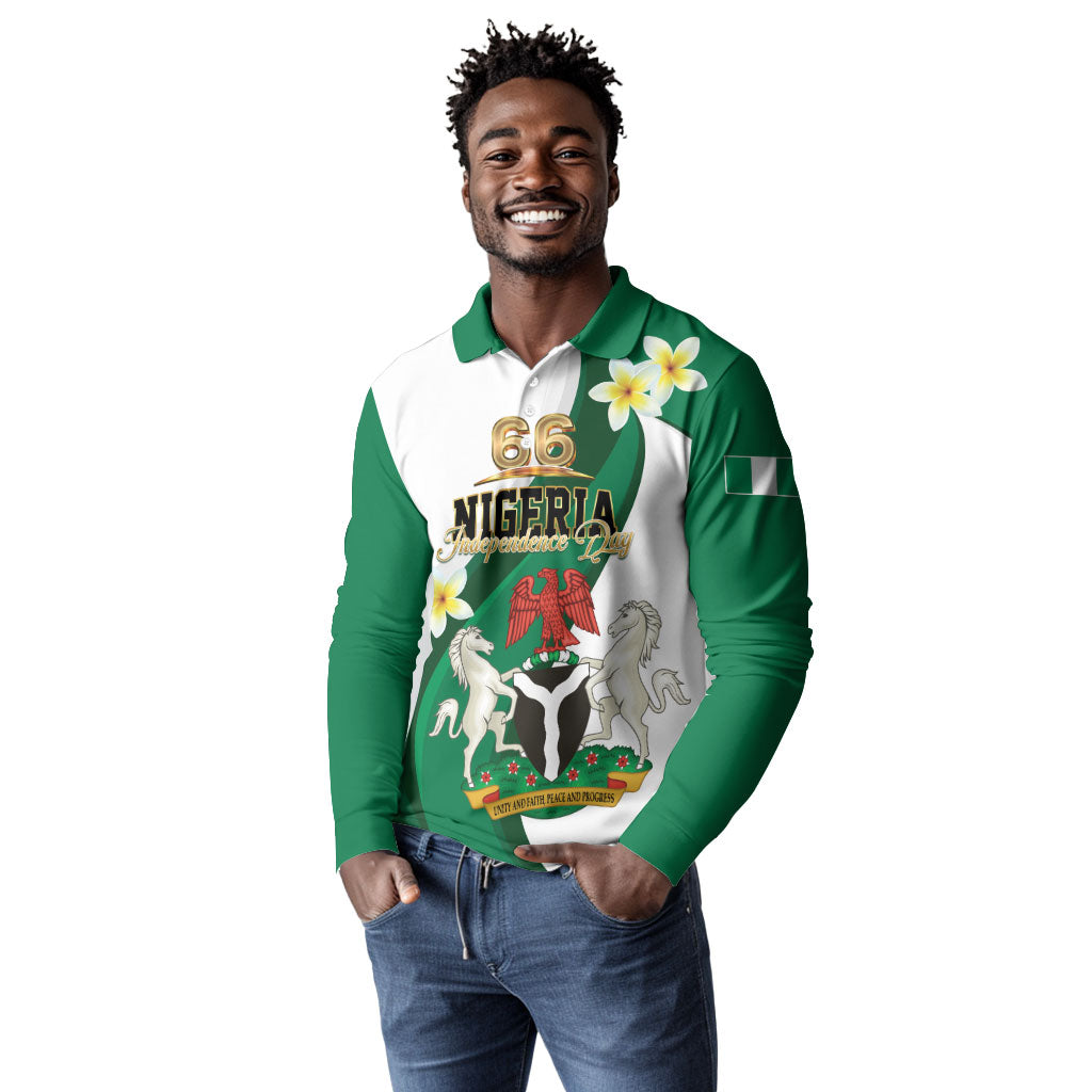 Personalised Nigeria Independence Day Long Sleeve Polo Shirt Proud Nigerian