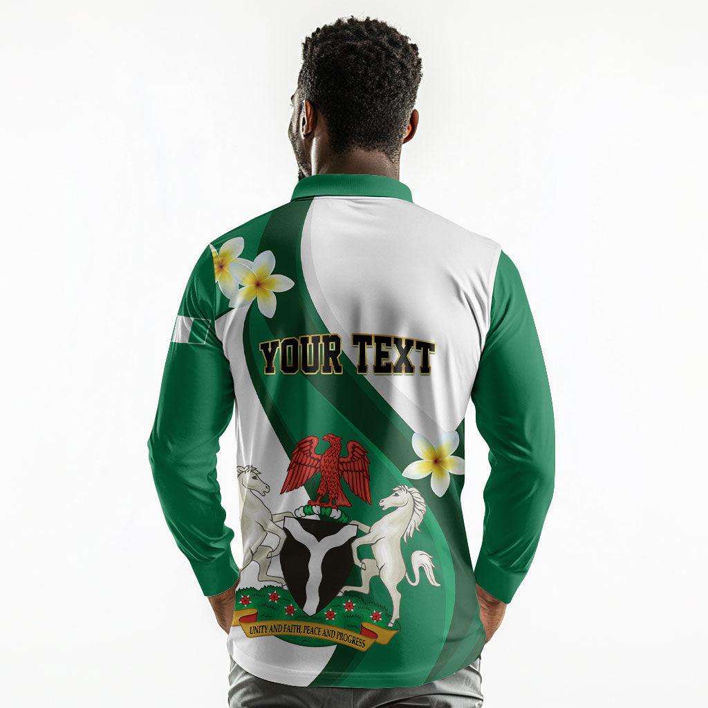 Personalised Nigeria Independence Day Long Sleeve Polo Shirt Proud Nigerian