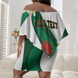 Personalised Nigeria Independence Day Off Shoulder Short Dress Proud Nigerian