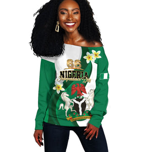 Personalised Nigeria Independence Day Off Shoulder Sweater Proud Nigerian