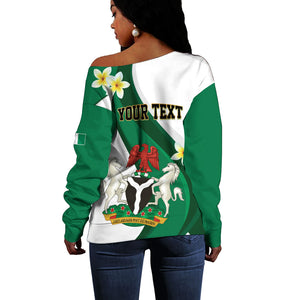 Personalised Nigeria Independence Day Off Shoulder Sweater Proud Nigerian