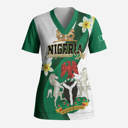 Personalised Nigeria Independence Day Scrub Top Proud Nigerian