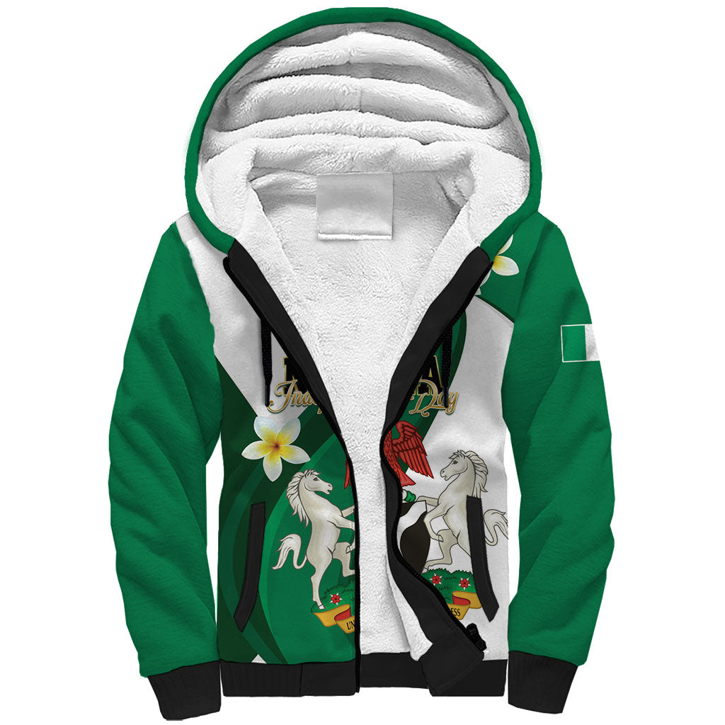 Personalised Nigeria Independence Day Sherpa Hoodie Proud Nigerian