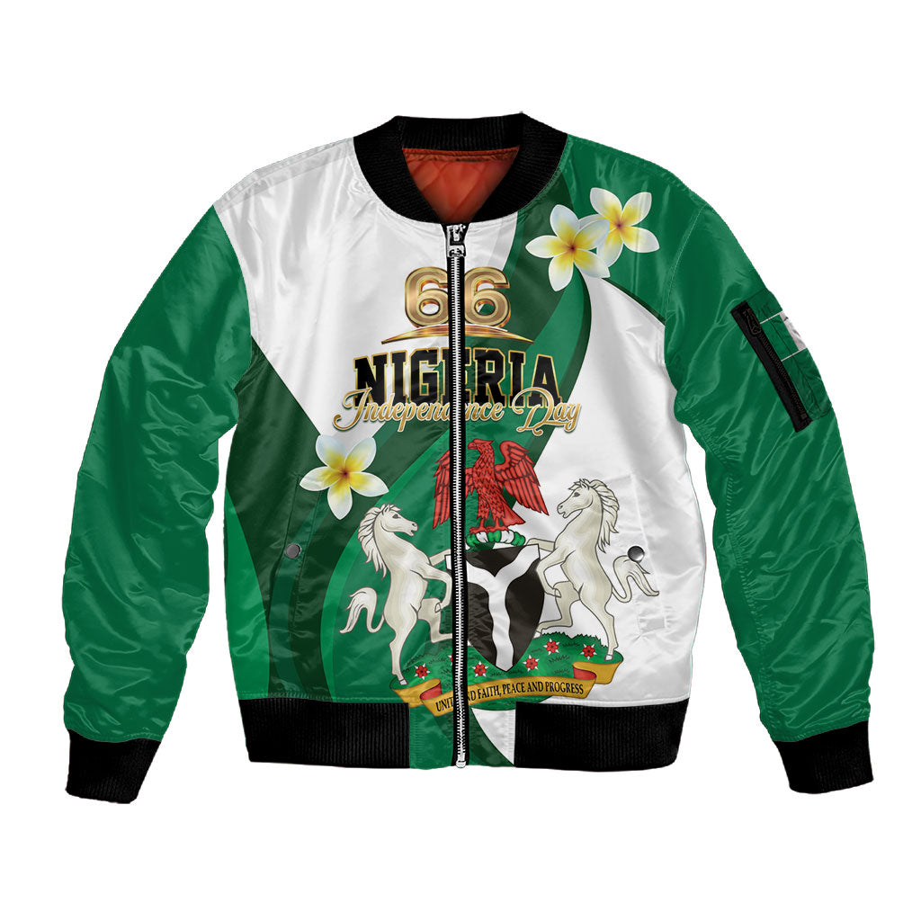 Personalised Nigeria Independence Day Sleeve Zip Bomber Jacket Proud Nigerian