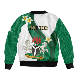 Personalised Nigeria Independence Day Sleeve Zip Bomber Jacket Proud Nigerian