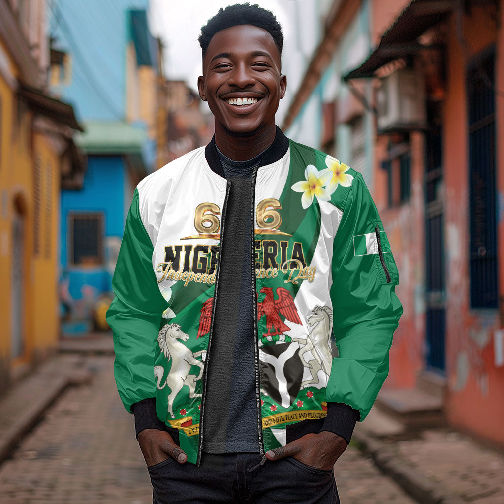 Personalised Nigeria Independence Day Sleeve Zip Bomber Jacket Proud Nigerian