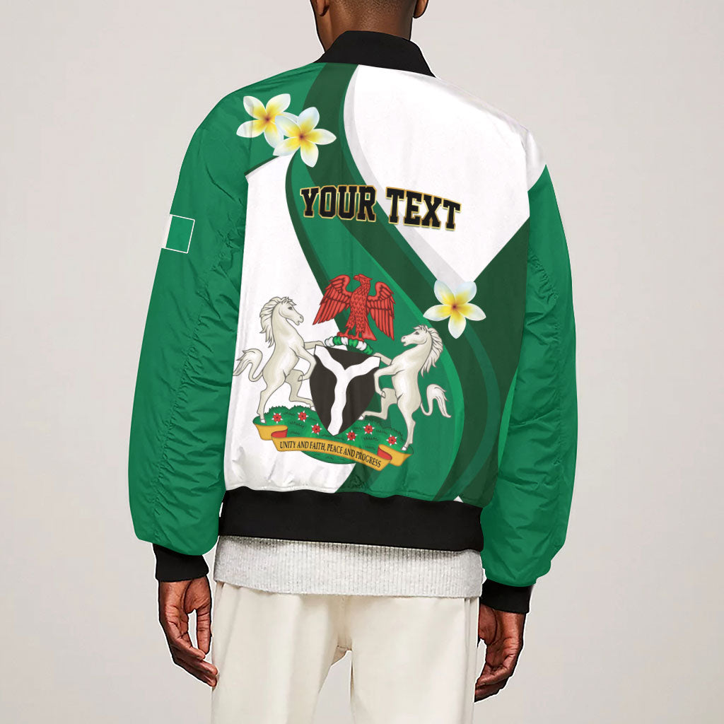 Personalised Nigeria Independence Day Sleeve Zip Bomber Jacket Proud Nigerian
