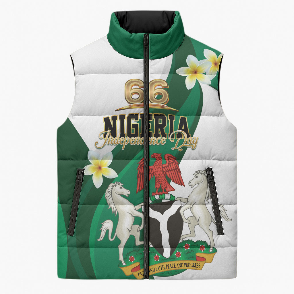Personalised Nigeria Independence Day Sleeveless Puffer Jacket Proud Nigerian