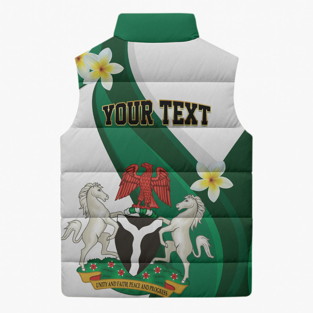 Personalised Nigeria Independence Day Sleeveless Puffer Jacket Proud Nigerian