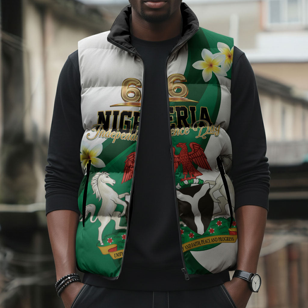 Personalised Nigeria Independence Day Sleeveless Puffer Jacket Proud Nigerian