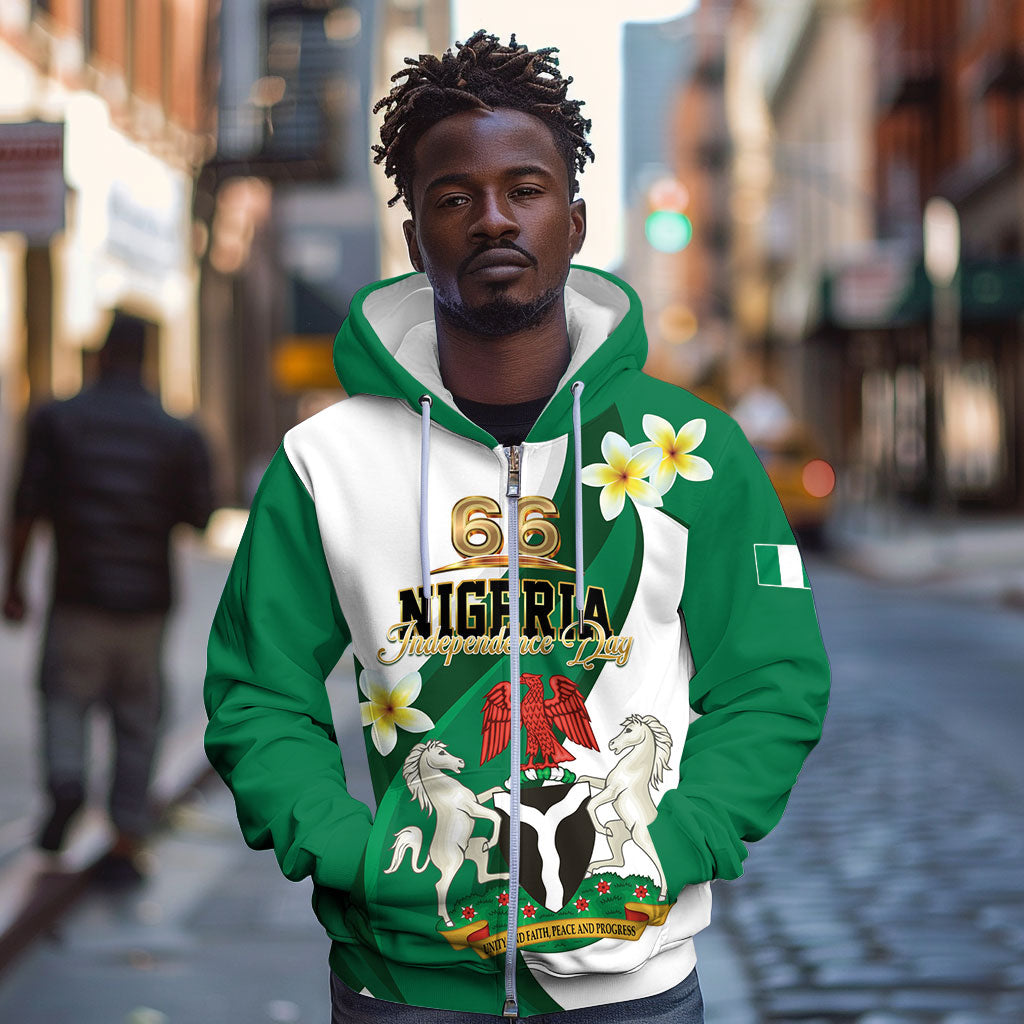 Personalised Nigeria Independence Day Zip Hoodie Proud Nigerian