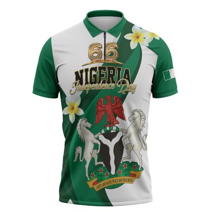 Personalised Nigeria Independence Day Zipper Polo Shirt Proud Nigerian