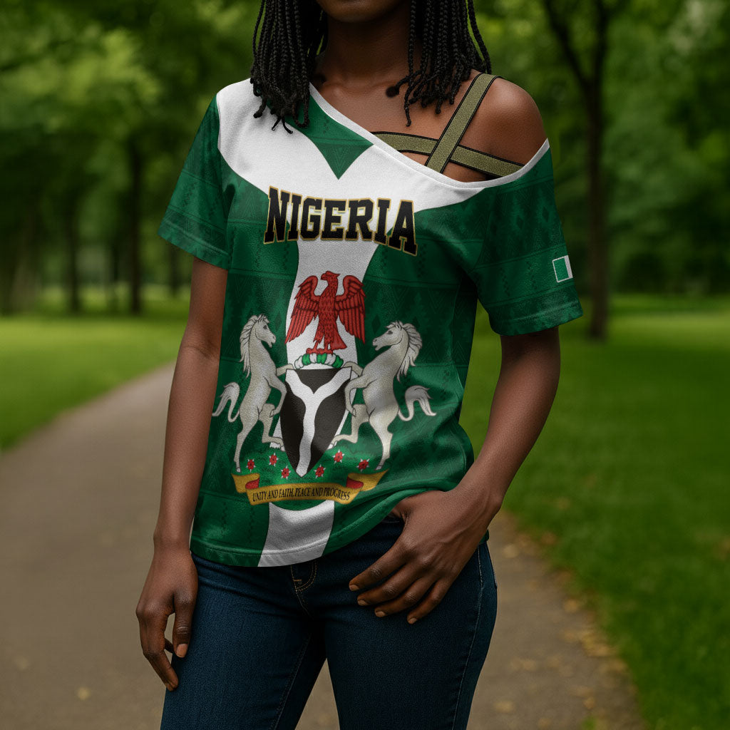 Personalised Nigeria Cross Shoulder Shirt Naija In My Heart
