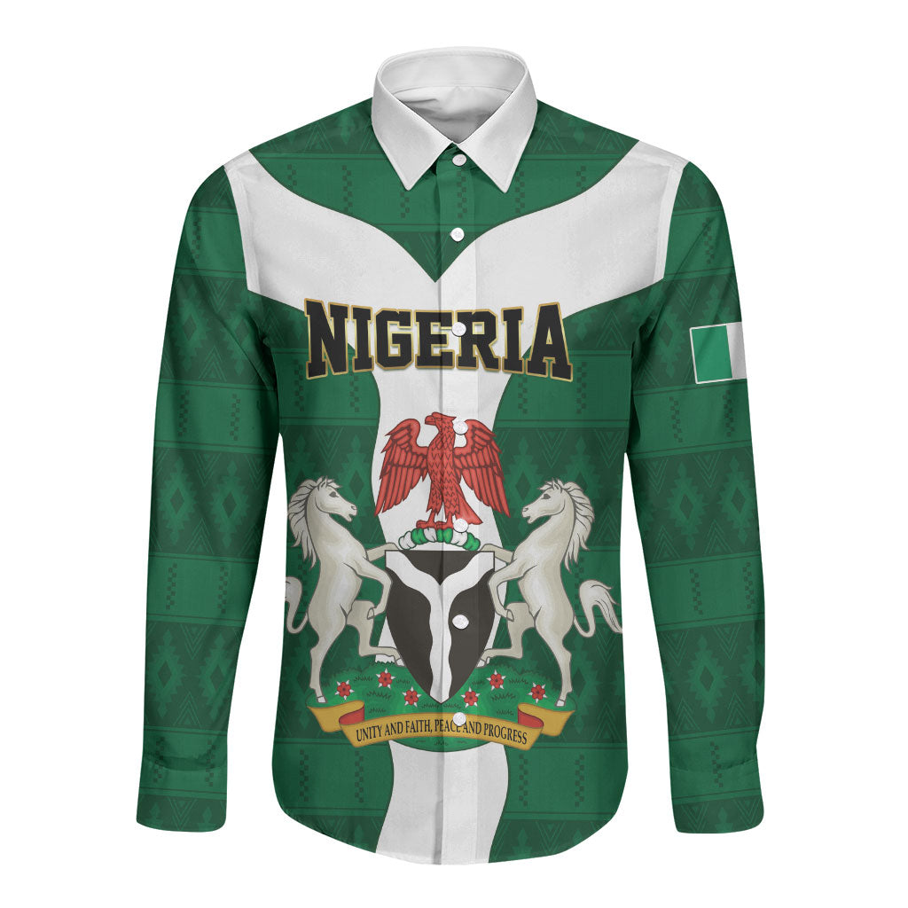 Personalised Nigeria Long Sleeve Button Shirt Naija In My Heart