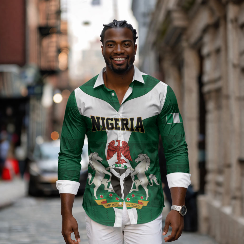 Personalised Nigeria Long Sleeve Button Shirt Naija In My Heart