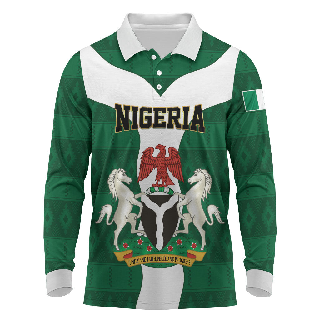 Personalised Nigeria Long Sleeve Polo Shirt Naija In My Heart