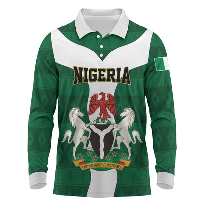 Personalised Nigeria Long Sleeve Polo Shirt Naija In My Heart