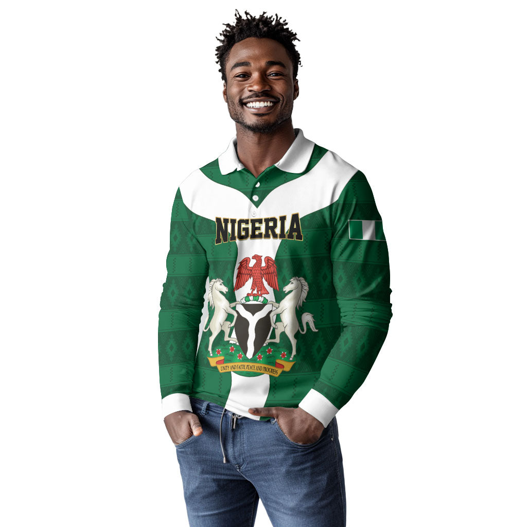 Personalised Nigeria Long Sleeve Polo Shirt Naija In My Heart